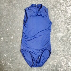 Balera Dance Blue One-Piece Leotard Sheer Shoulder Size: M